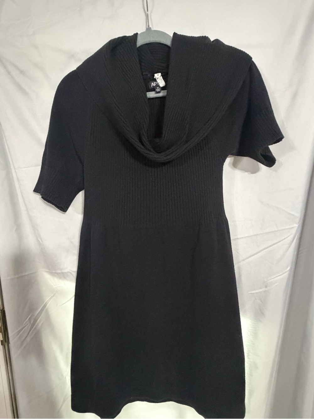 Apt. 9 Black Ribbed Knit Midi Dress with Cowl Neck